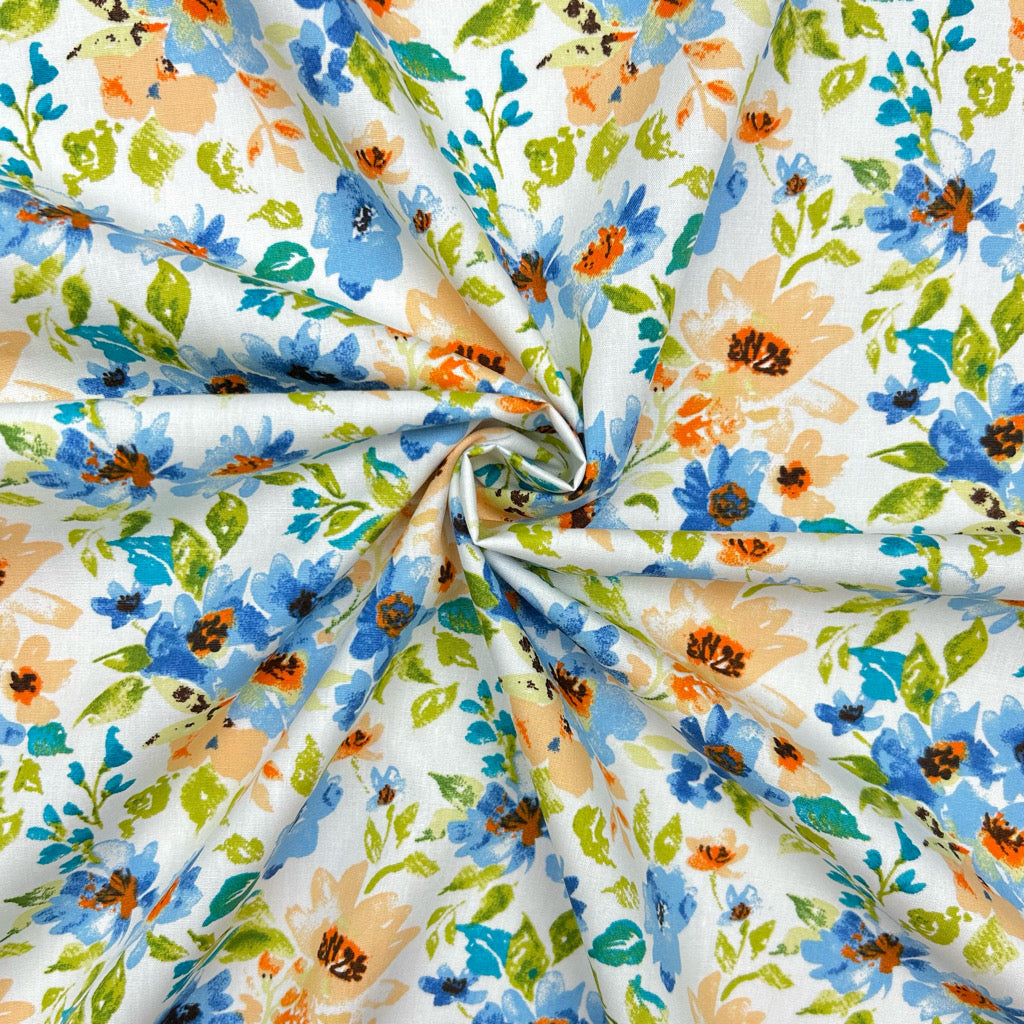 Botanical Mix Rose & Hubble Cotton Poplin Fabric
