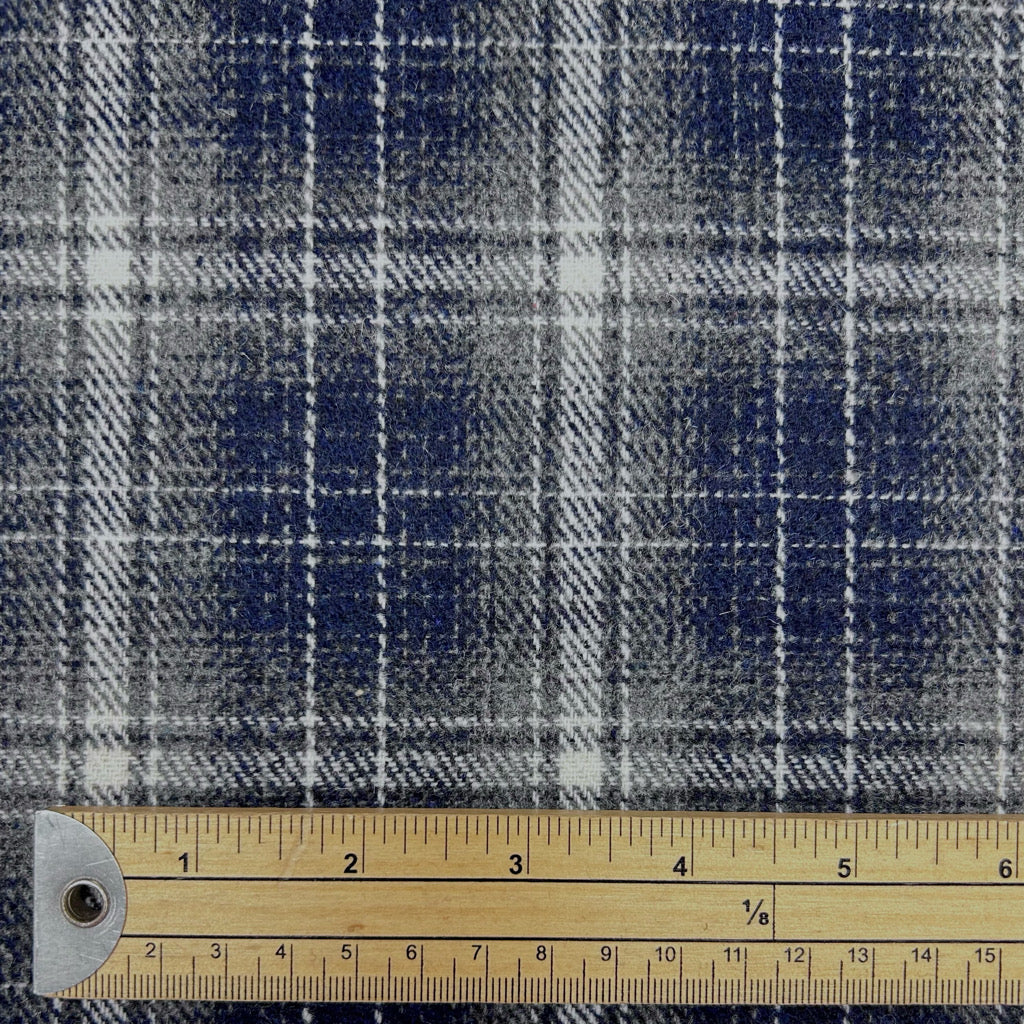 Shaded Line Check Wool Blend Fabric