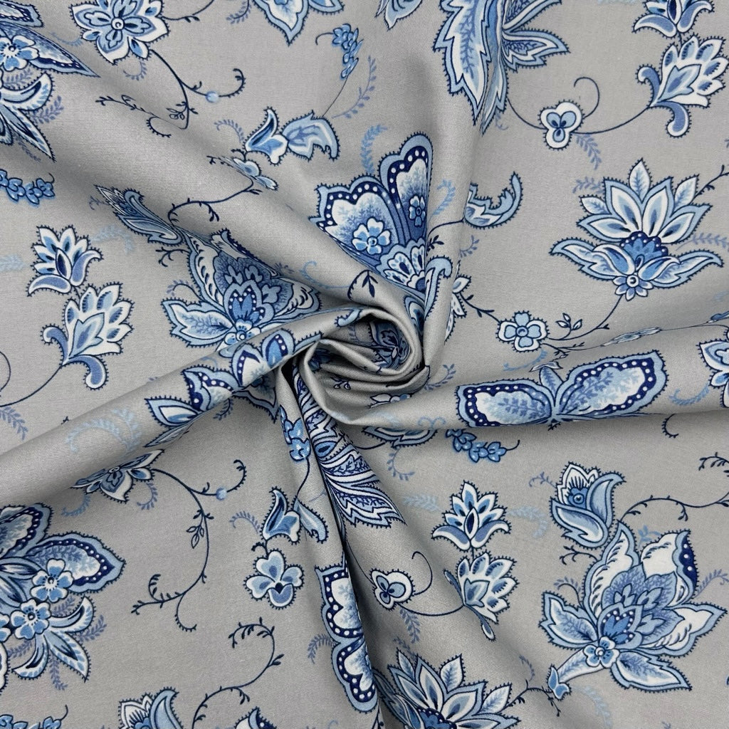 Persian Garden Rose & Hubble Cotton Poplin Fabric