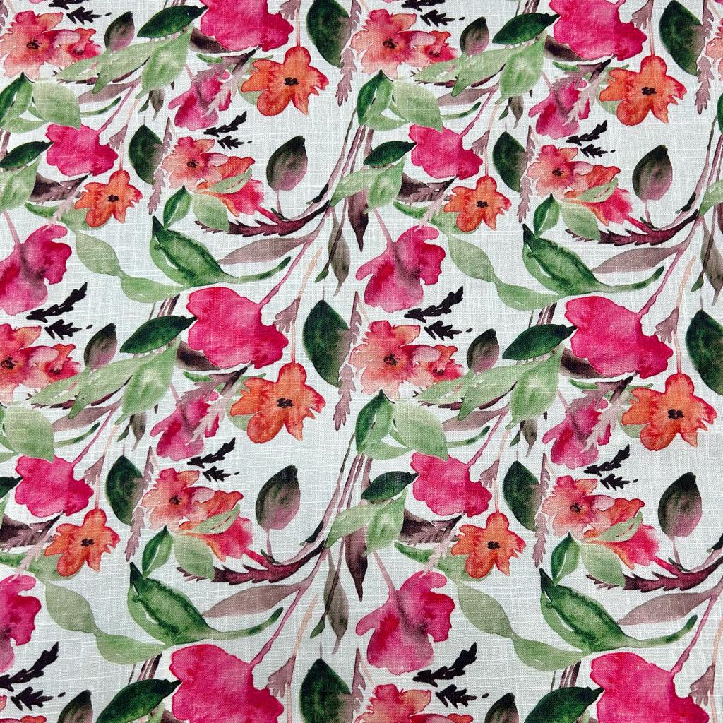 Vibrant Flowers Linen Viscose Fabric - Pound Fabrics