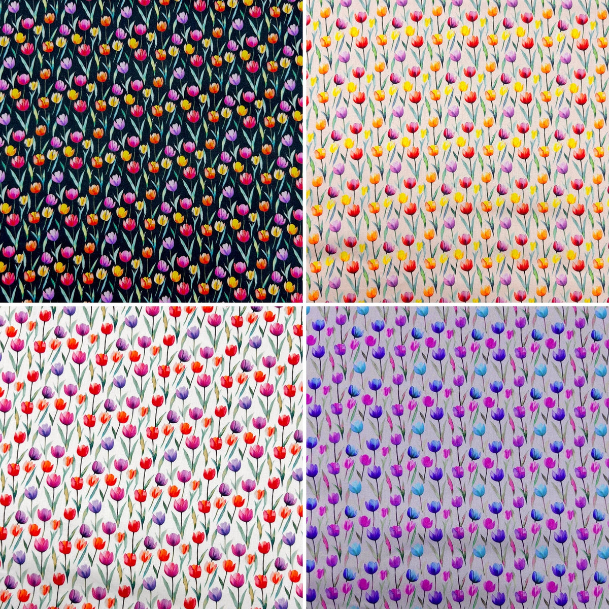 Painted Tulips Cotton Sateen Fabric