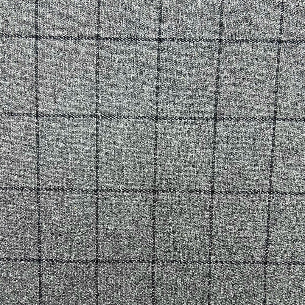 Vintage Check Wool Linen Blend Fabric