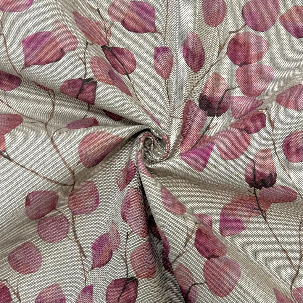 Watercolour Leaves Digital Linen Look Polycotton Fabric