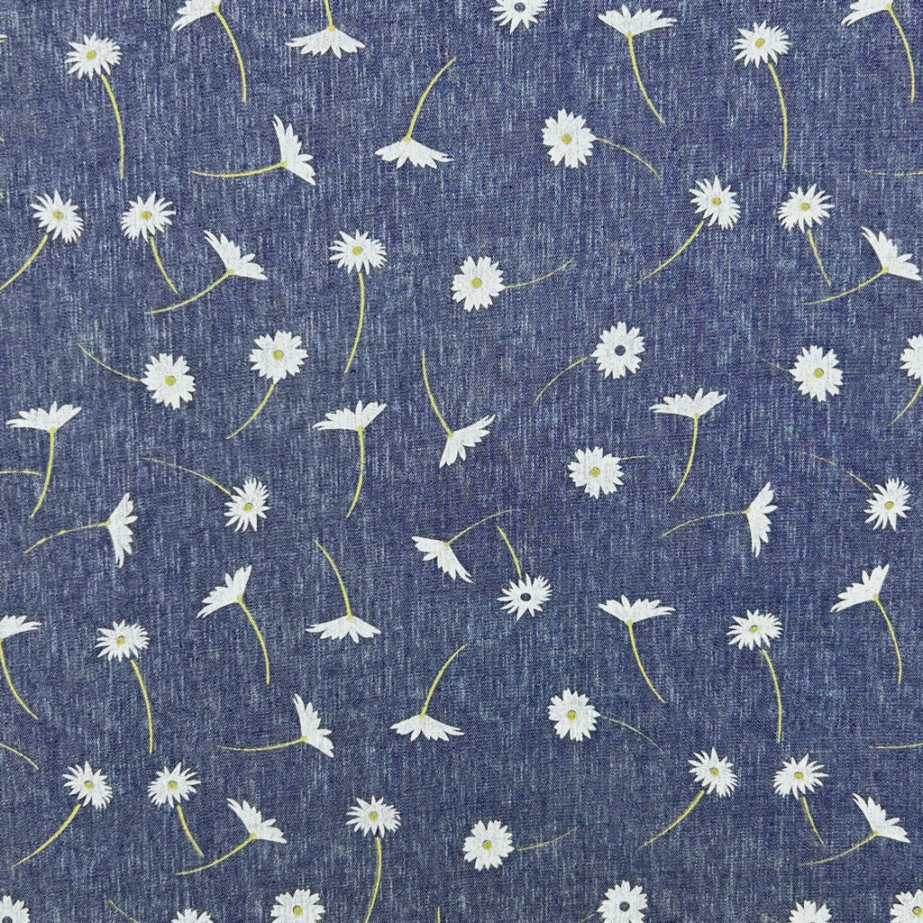 Sunny Floral Chambray Denim Fabric