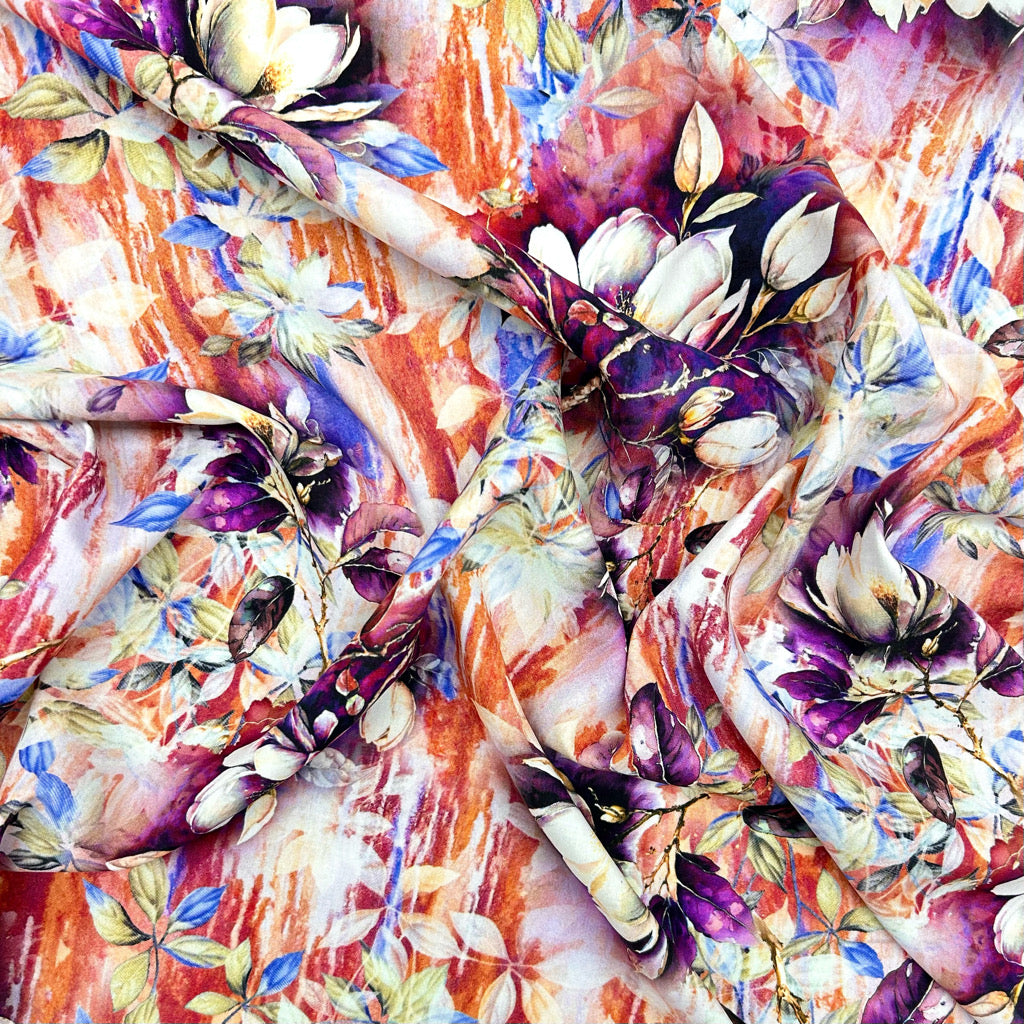 Layered Blossom Viscose Poplin Fabric