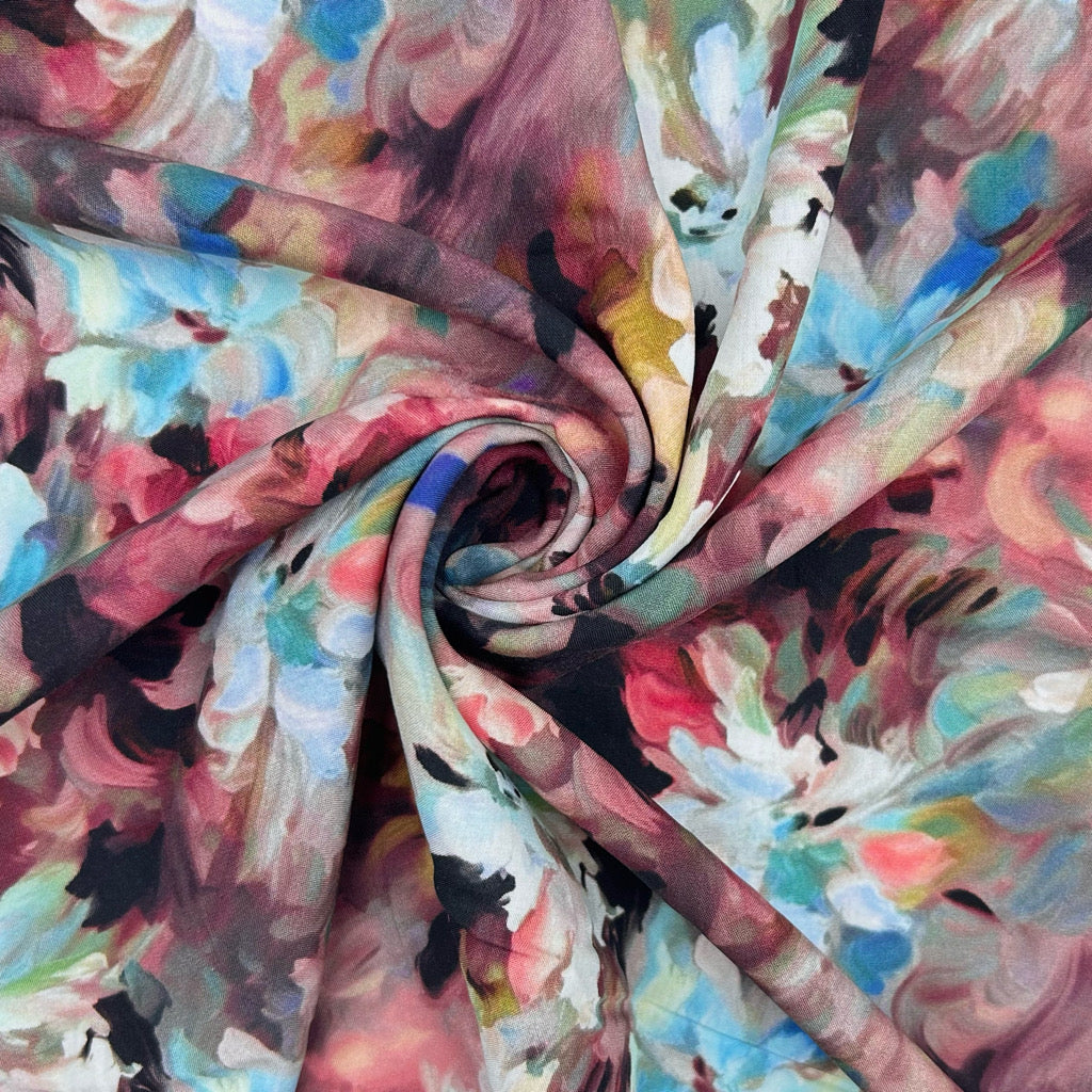 Floral Waves Viscose Poplin Fabric