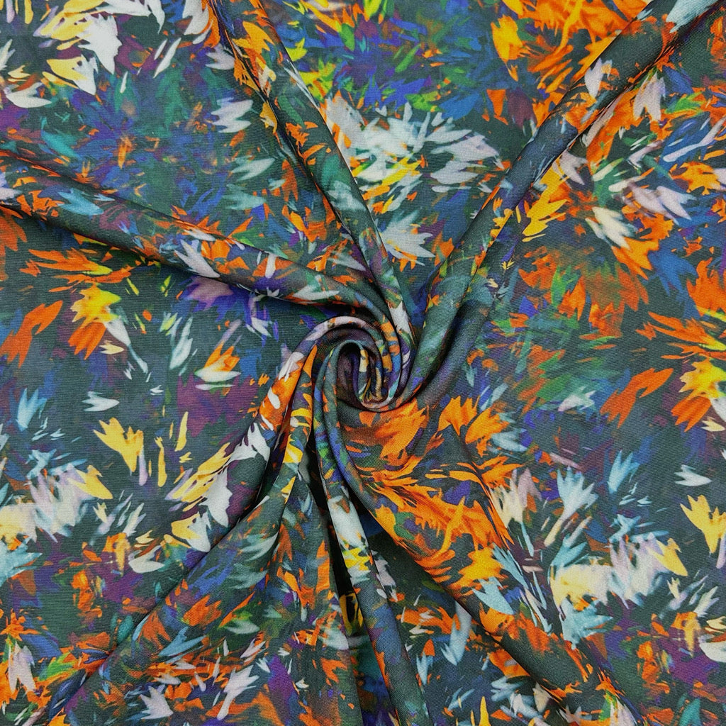 Multicoloured Abstract Print Polyester Fabric