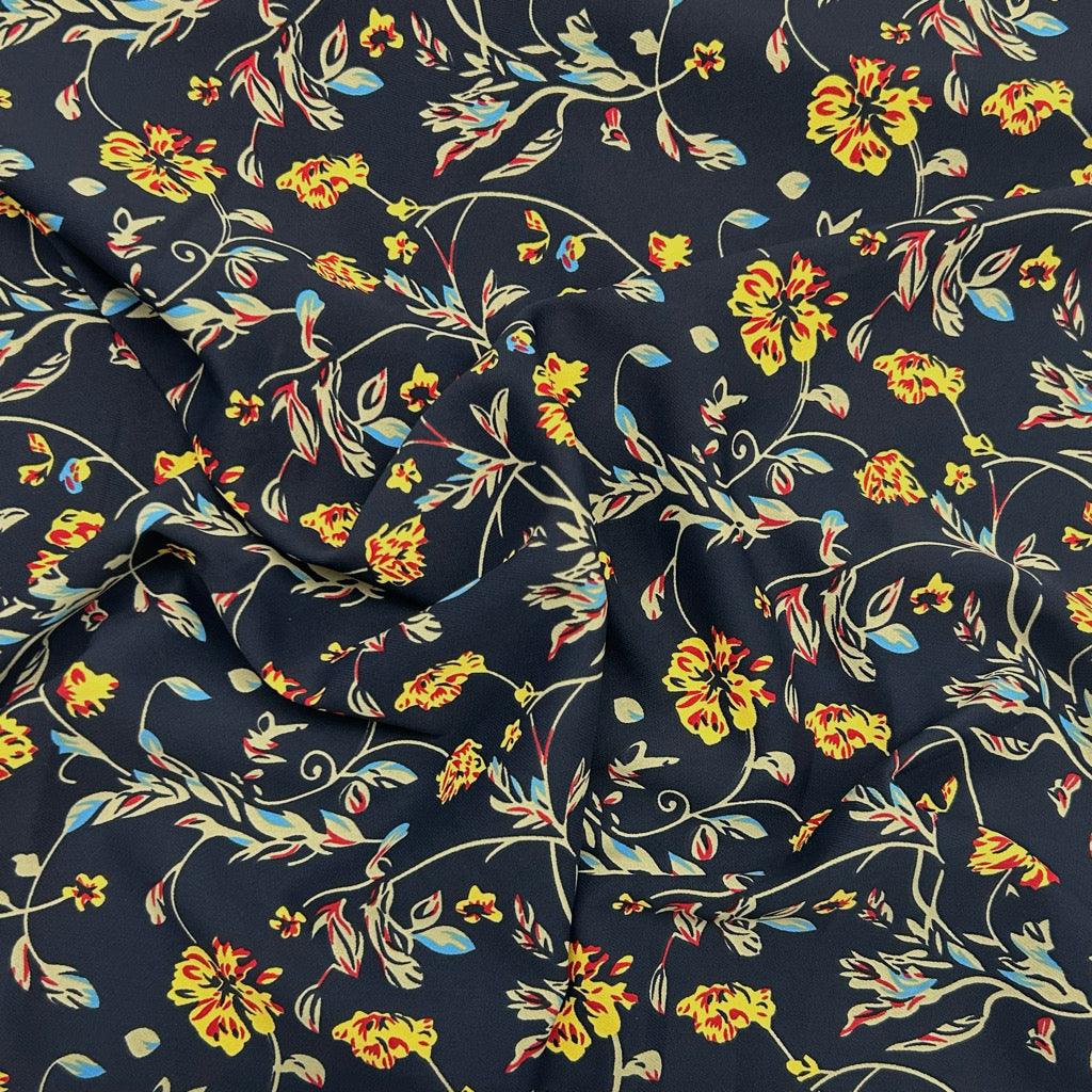 Yellow Flower Garden Soft Touch Polyester Fabric - Pound Fabrics