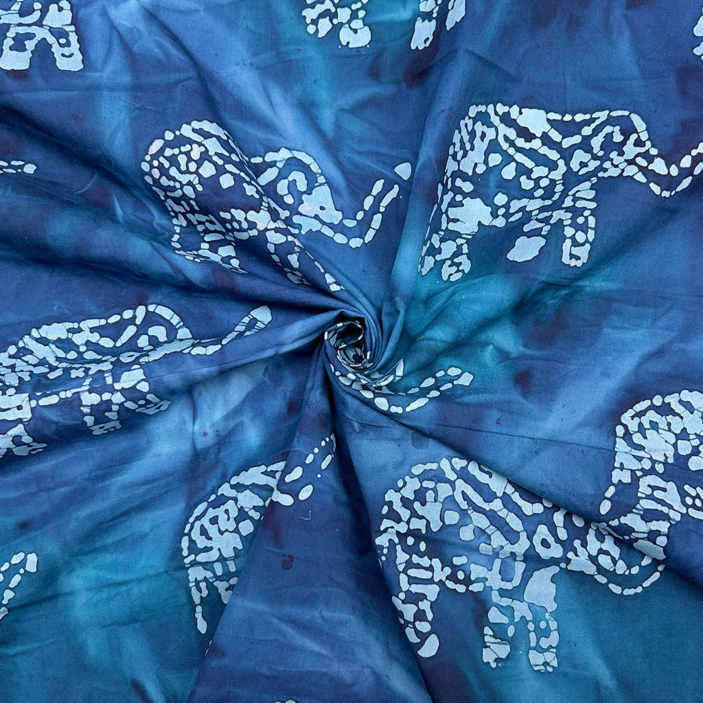 Elephants Cotton Batik Fabric