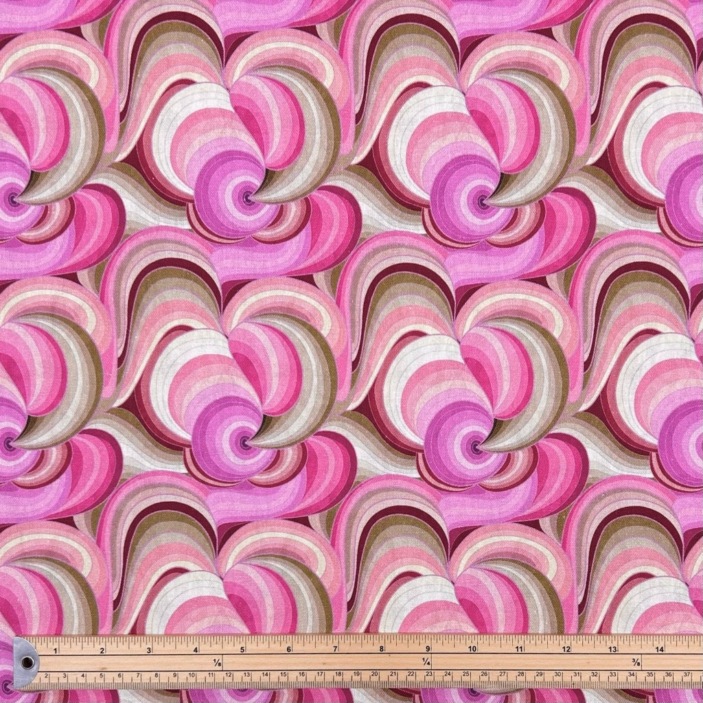 Pink Whirl Linen Mix Fabric