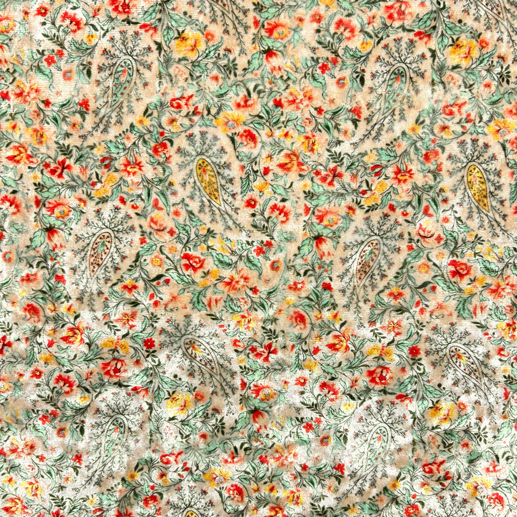 Timeless Paisley Stretch Velvet Fabric