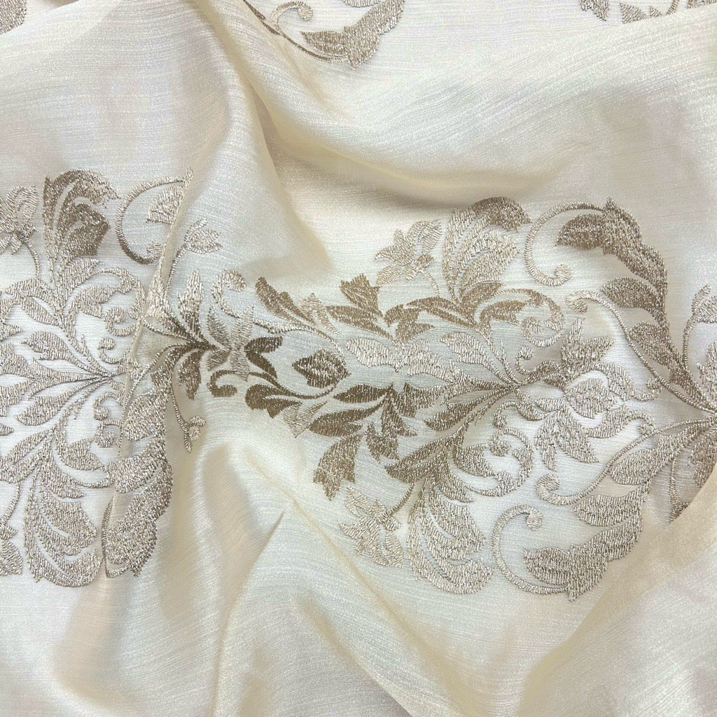 Floral Sheer Embroidery Curtain Voile Fabric