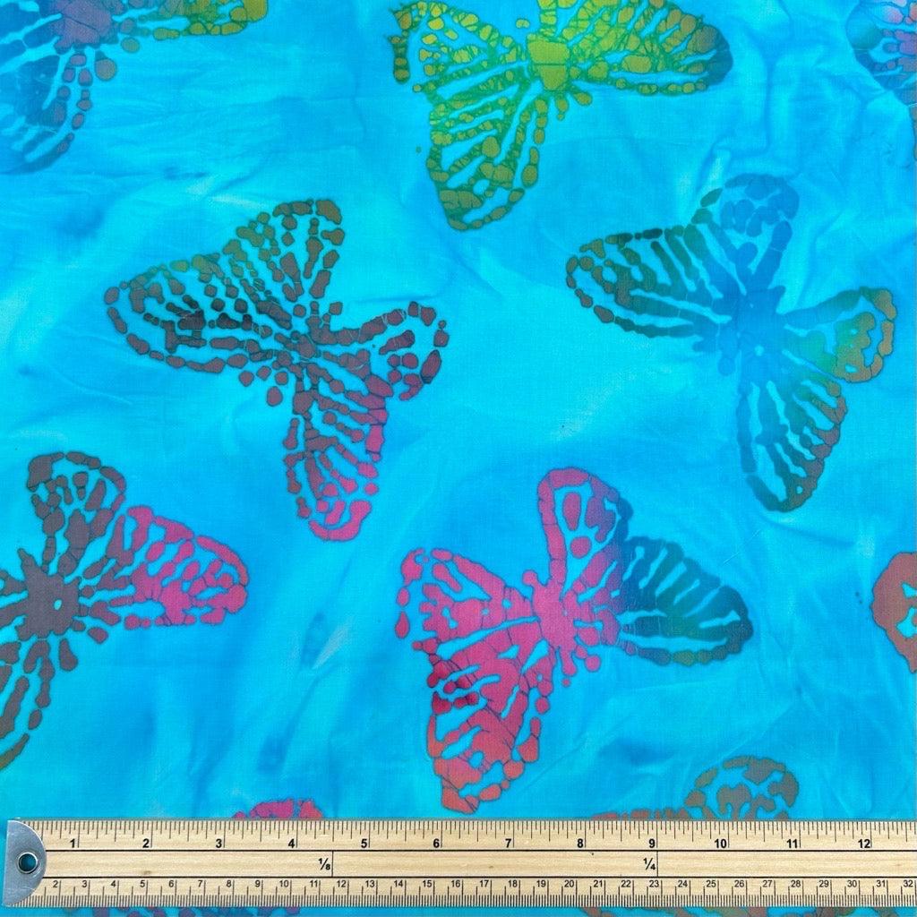 Multicoloured Butterflies Cotton Batik Fabric - Pound Fabrics