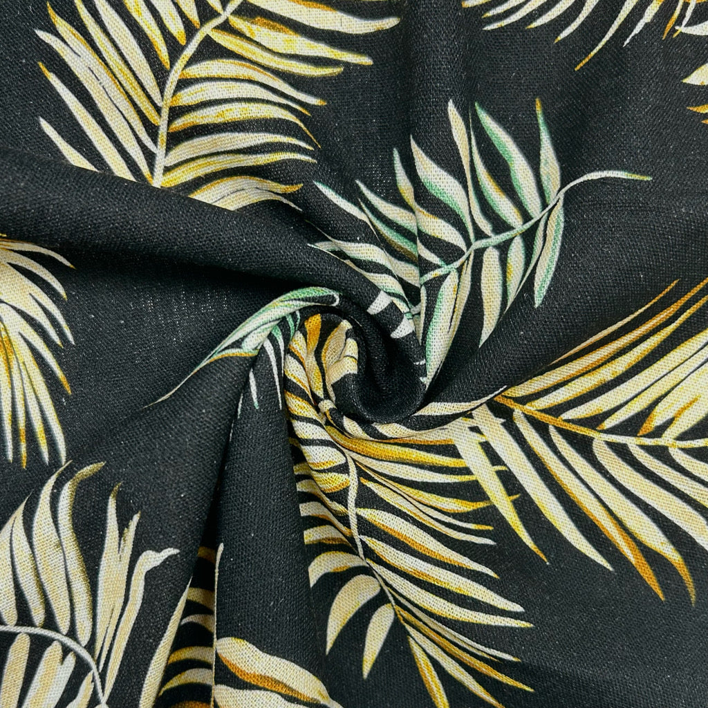 Palm Leaves Viscose Linen Fabric - Pound Fabrics