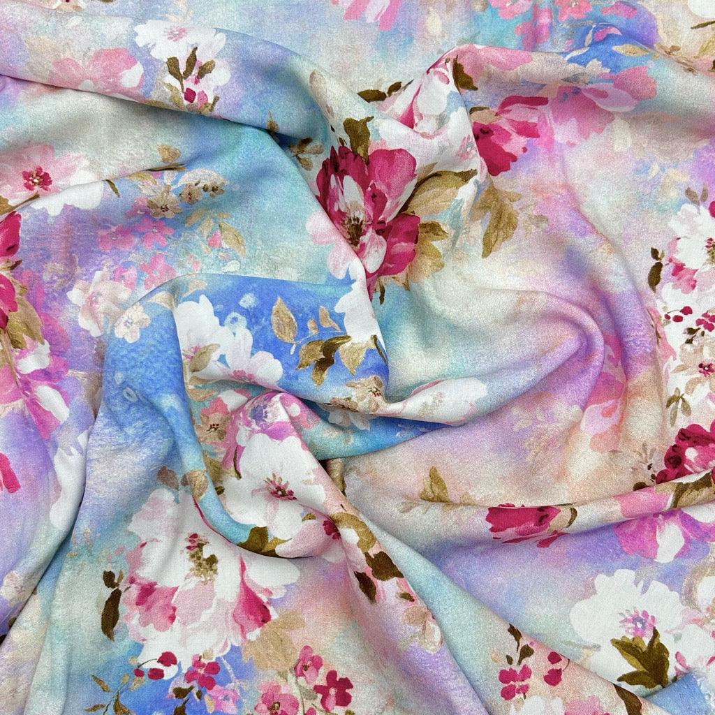 Dreamy Blooms Viscose Challis Fabric - Pound Fabrics