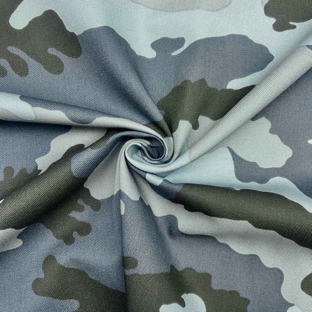 Grey Camouflage Cotton Drill Fabric - Pound Fabrics