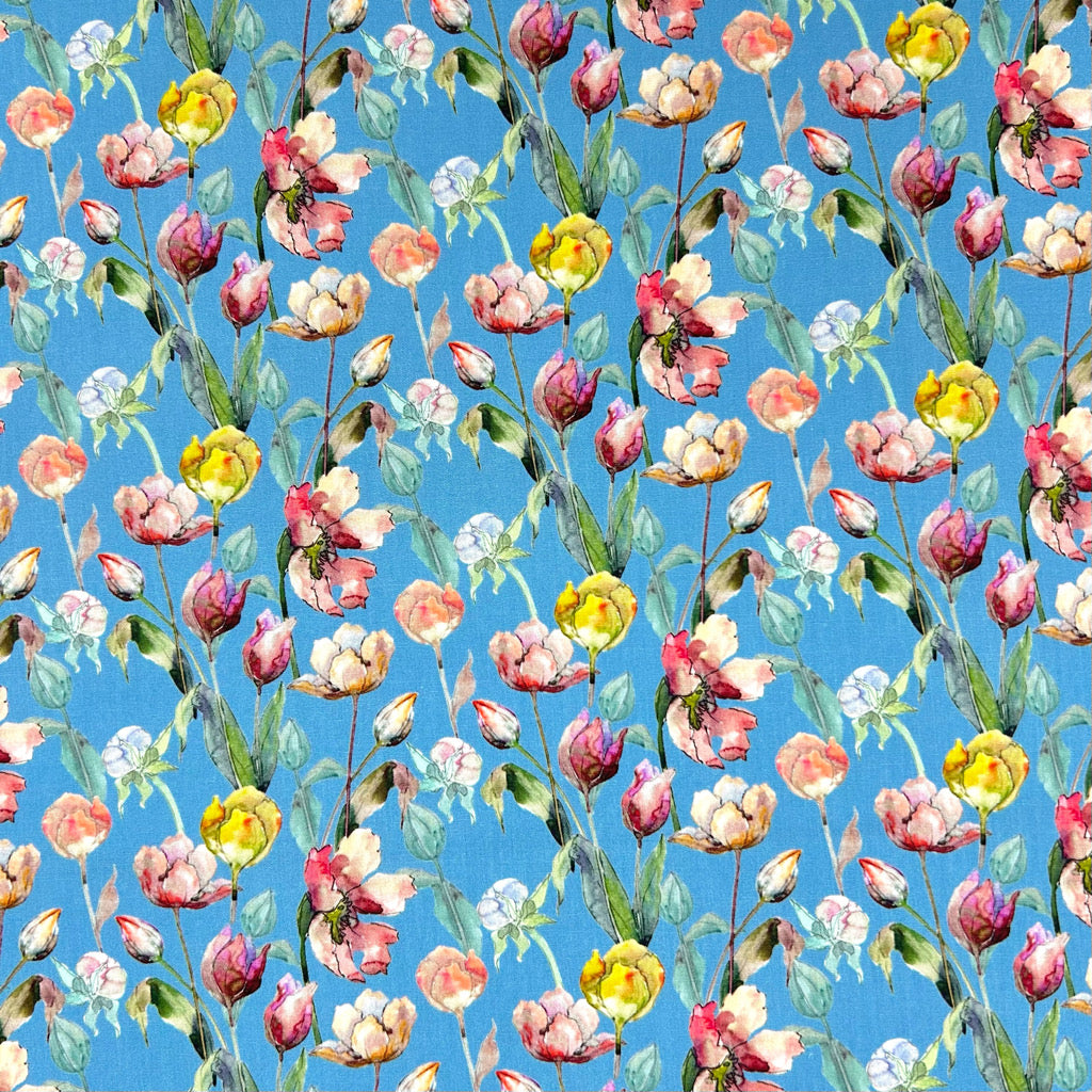 Wild Garden Meadow Rose & Hubble Cotton Poplin Fabric