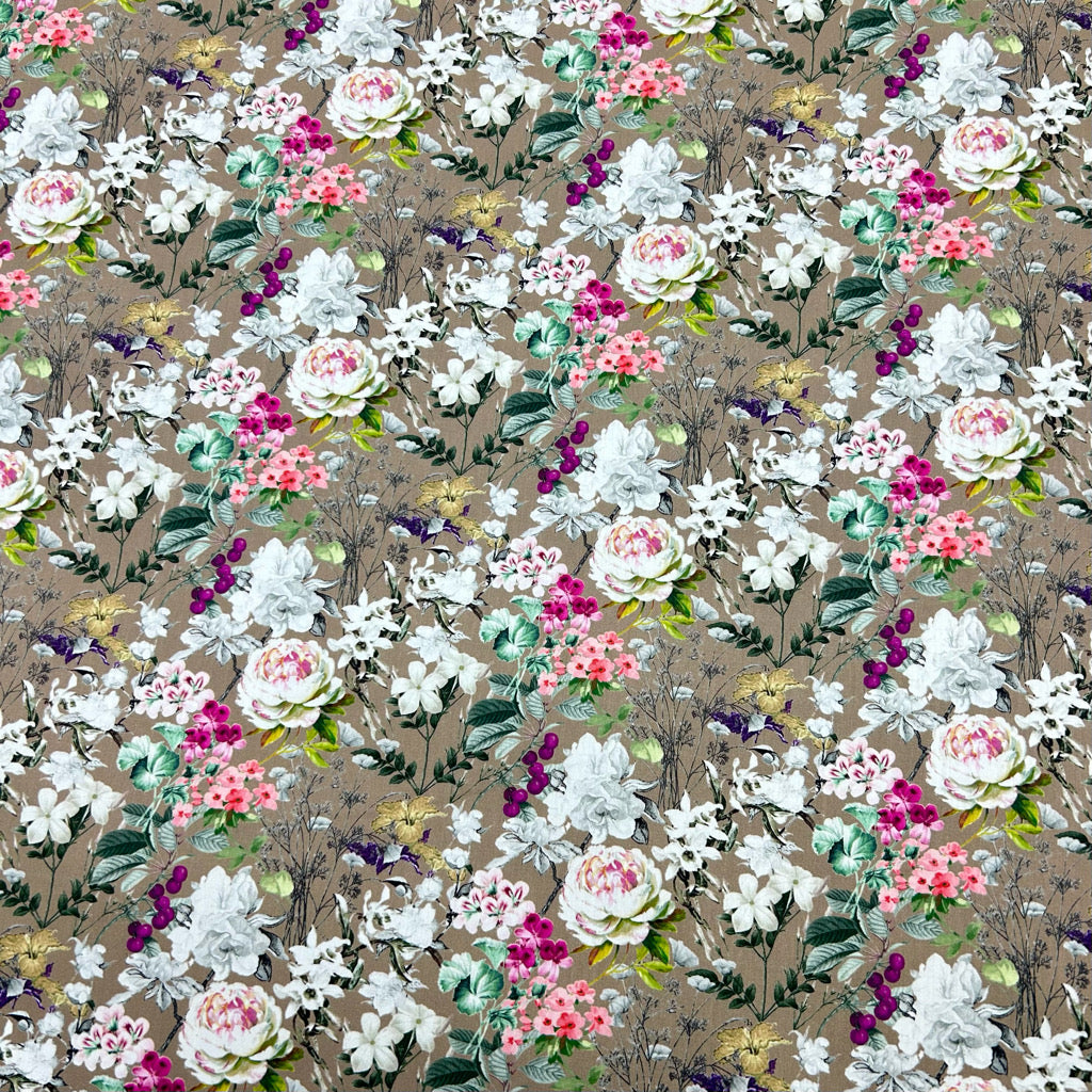 Spring Roses Rose &amp; Hubble Cotton Poplin Fabric - Pound Fabrics