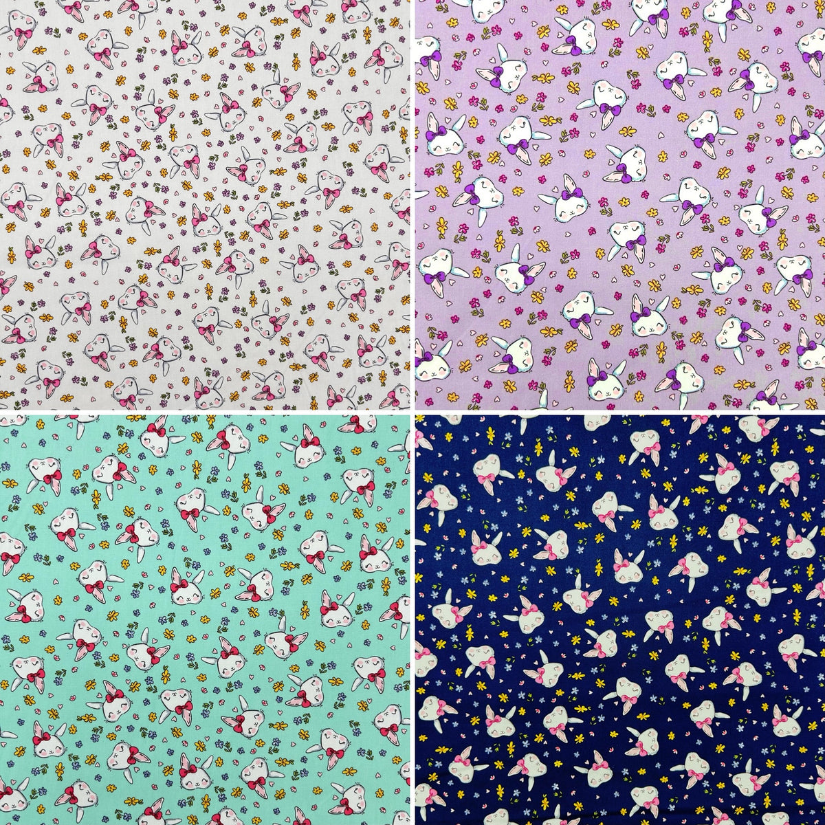 Bunny Blossom Rose & Hubble Cotton Poplin Fabric