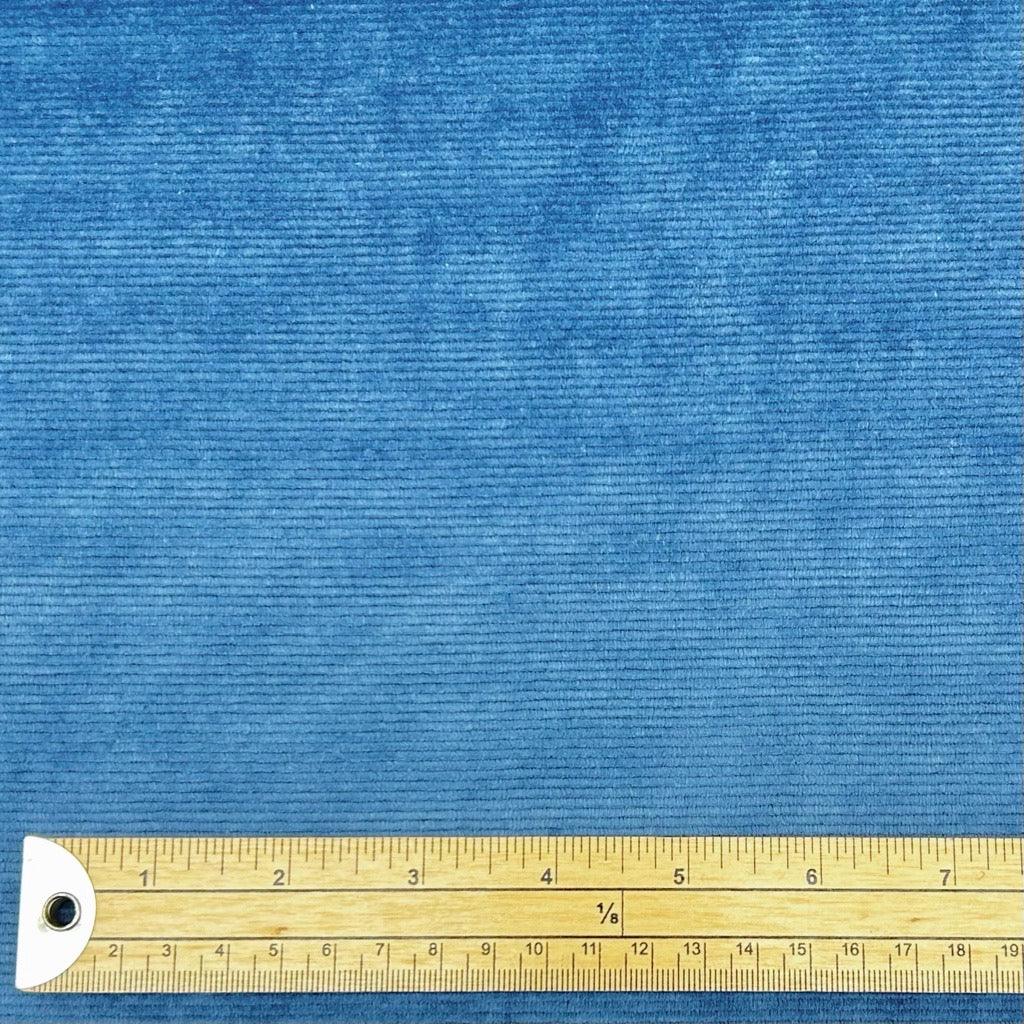 Thin Ribbed Blue Jersey Corduroy Fabric - Pound Fabrics