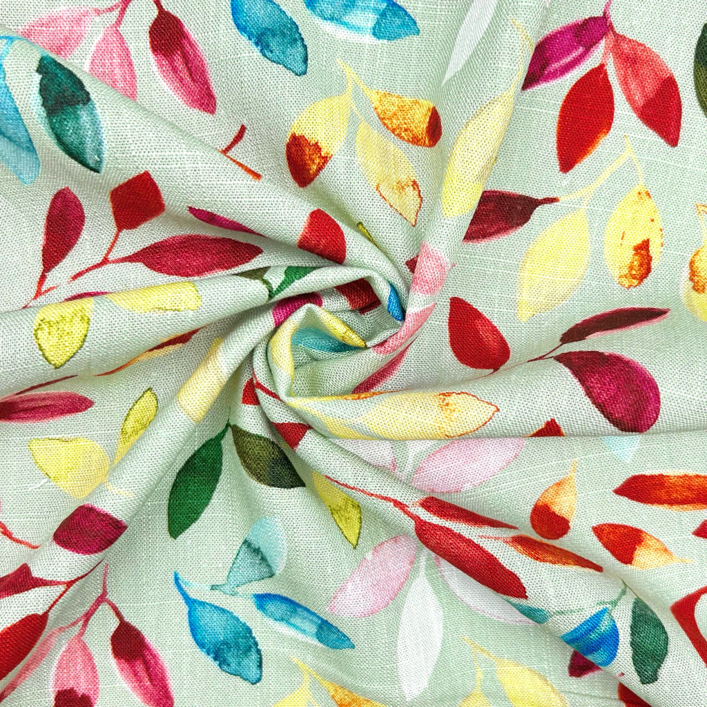 Painted Leaves Linen Viscose Fabric