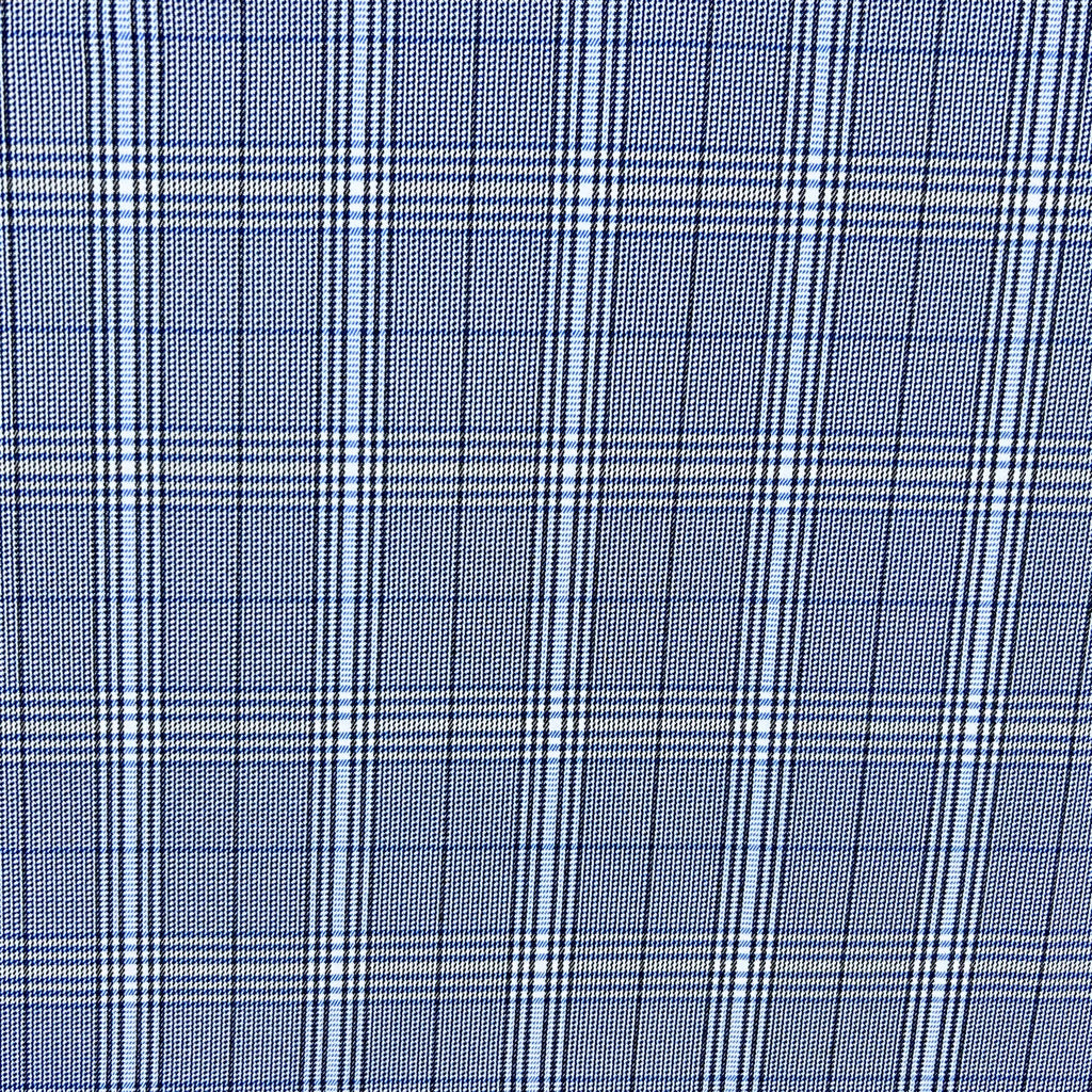 Blue Checkered Stretch Suiting Fabric