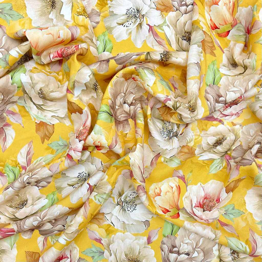 Vintage Peony Viscose Fabric