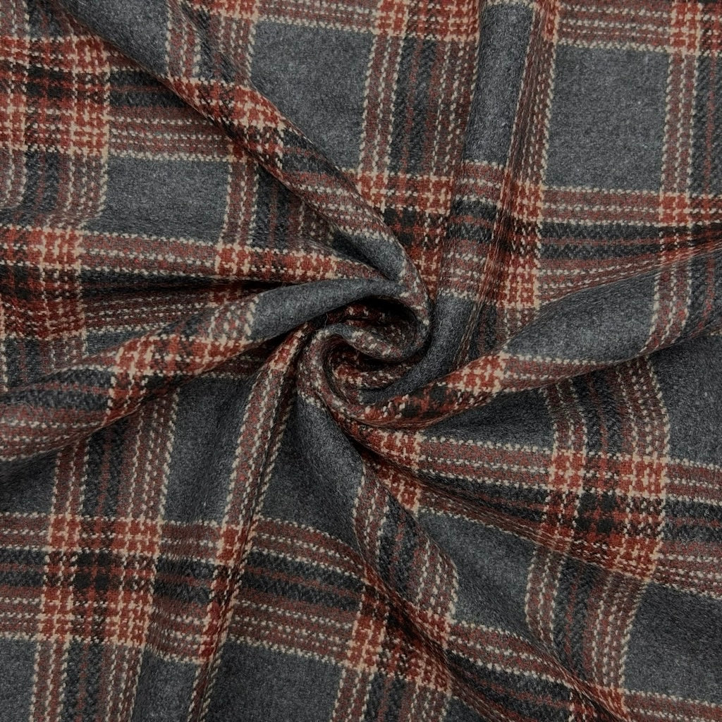 Retro Check Wool Blend Fabric