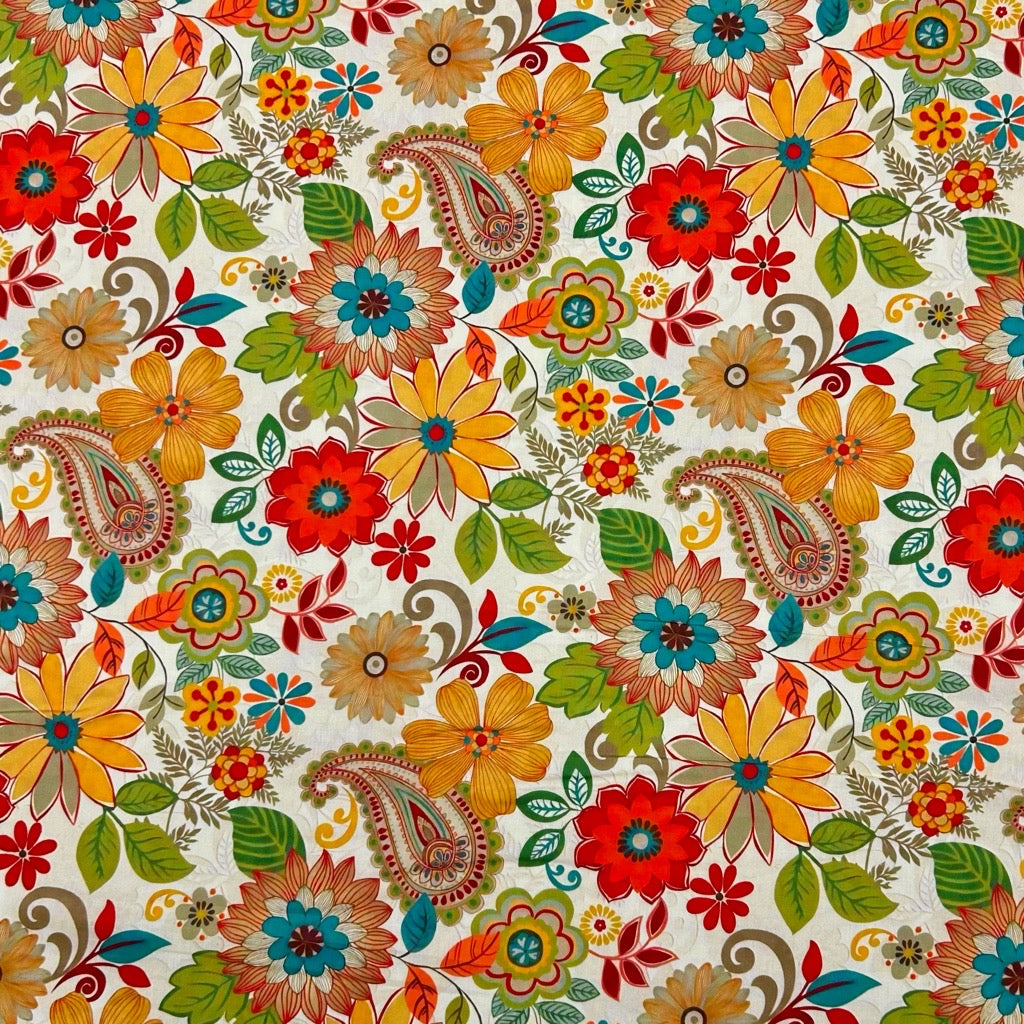 Folk Paisley Cotton Lawn Fabric