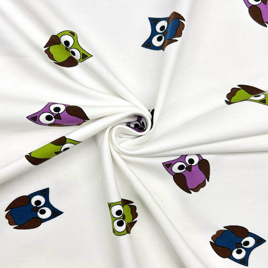 Mini Owls Cotton Jersey Fabric