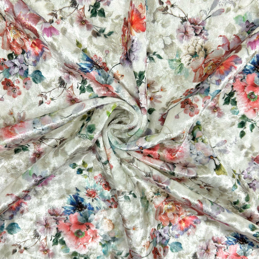 Antique Blossom Stretch Velvet Fabric