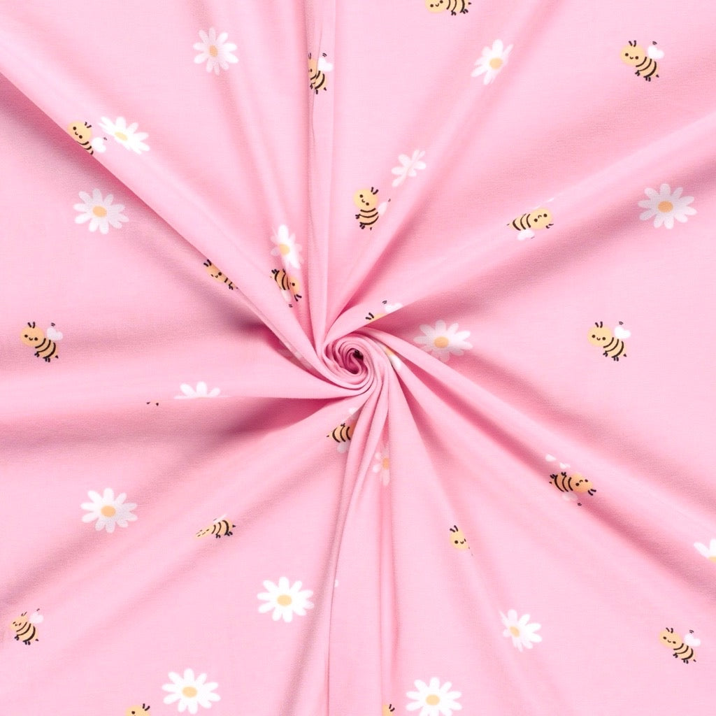 Honeybee Blossom Cotton Jersey Fabric