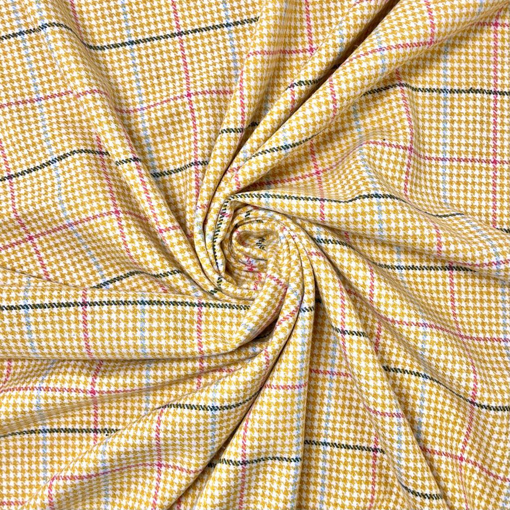 Mustard Checkered Wool Blend Fabric - 2 metres for £9.95 #24 - Pound Fabrics