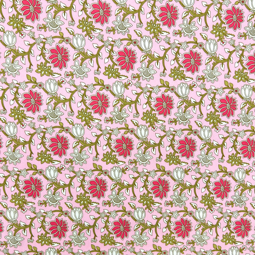 Decorative Floral Rose & Hubble Cotton Poplin Fabric