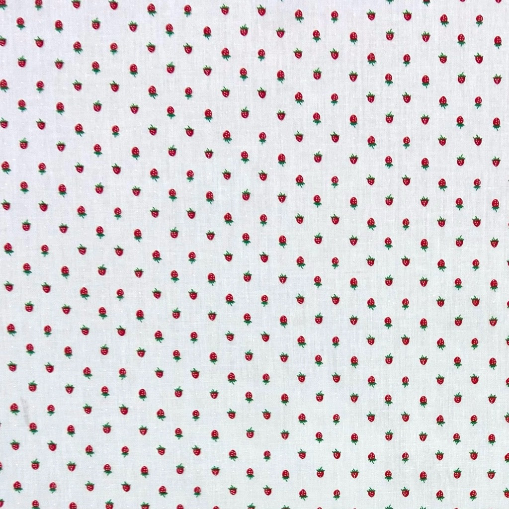 Small Strawberries Polycotton Fabric