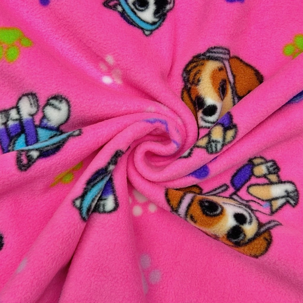 Puppies on Pink Anti Pill Polar Fleece Fabric