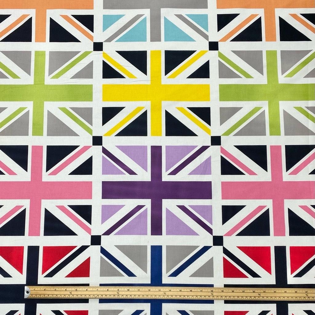 59cm Panel Colourful Union Jack Cotton Fabric - Pound Fabrics