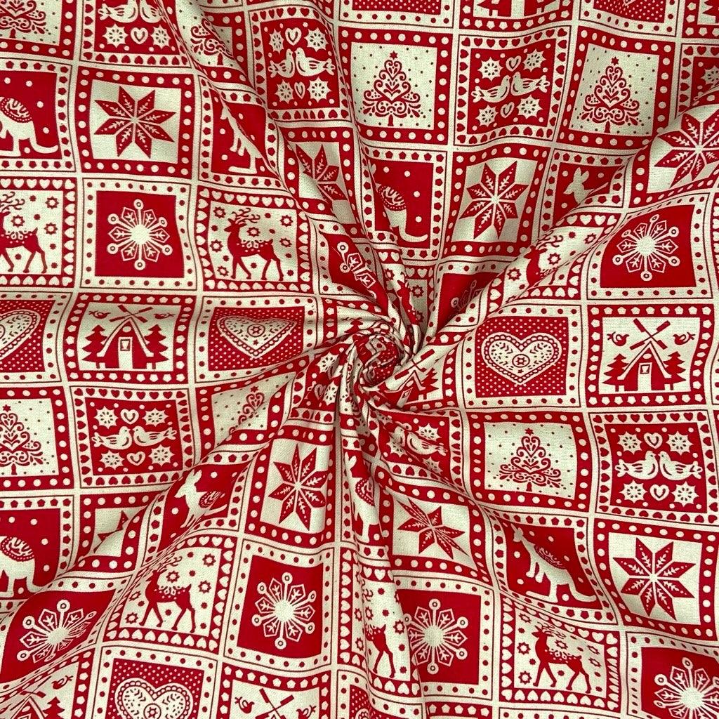 Festive Patchwork Christmas Cotton Fabric - Pound Fabrics