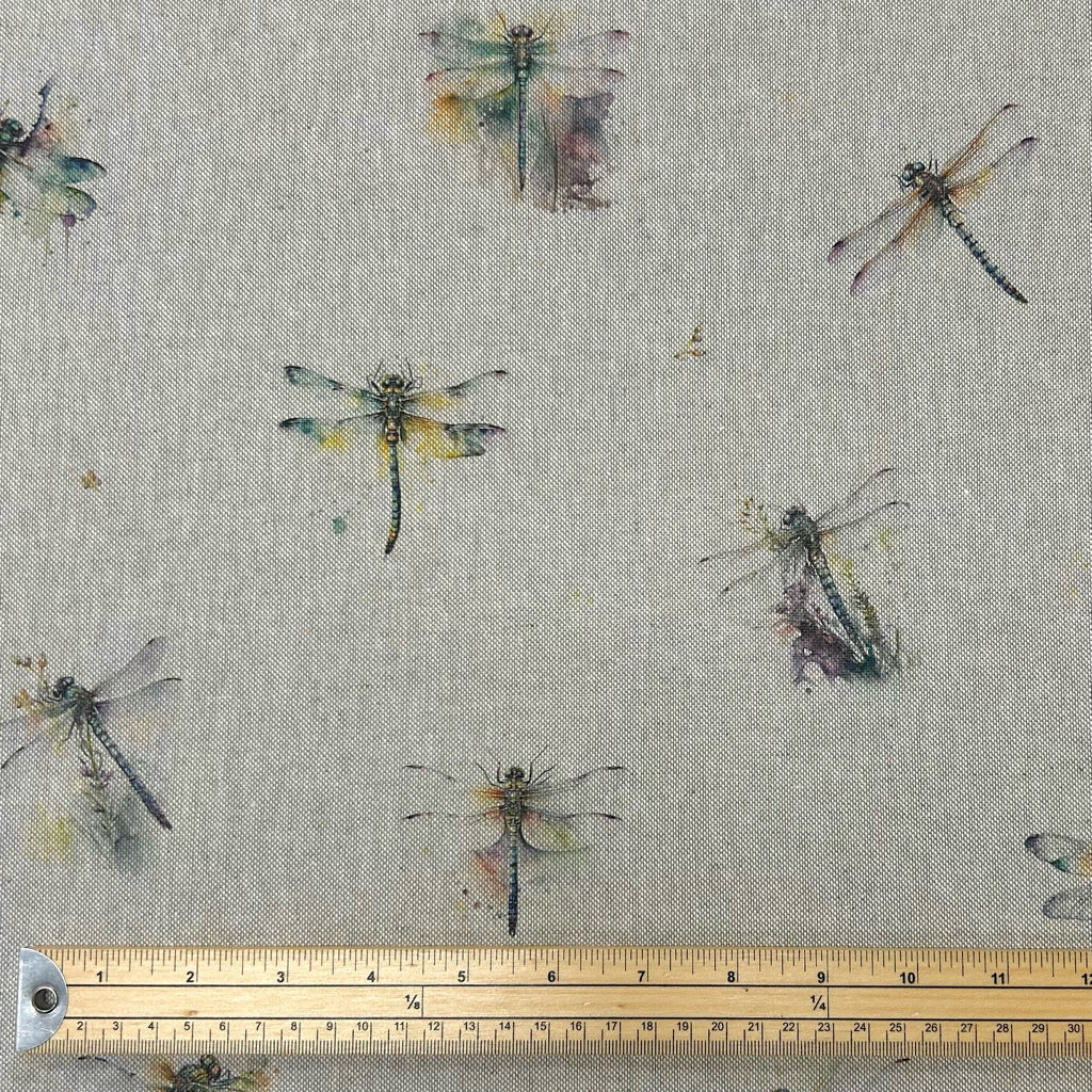 Dragonflies Digital Linen Look Polycotton Fabric