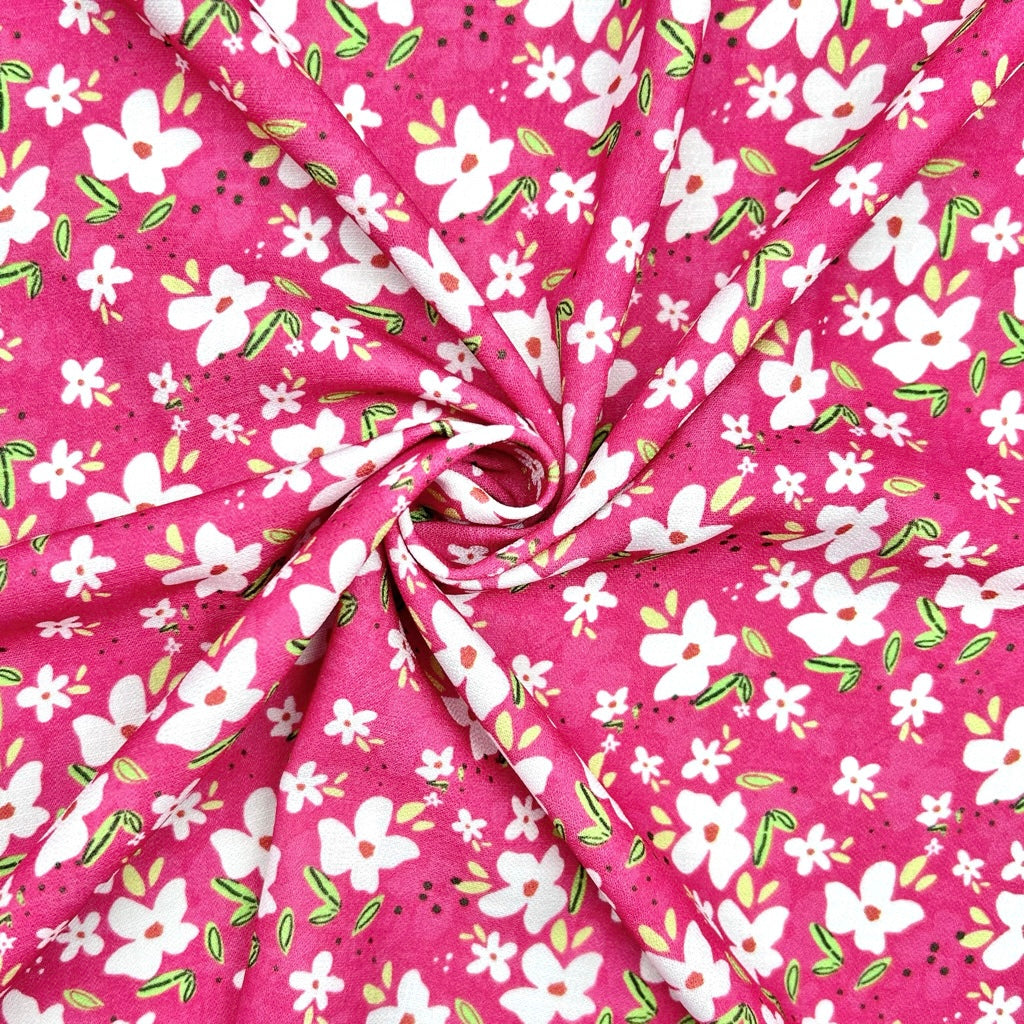 Pink Daisy Polyester Fabric