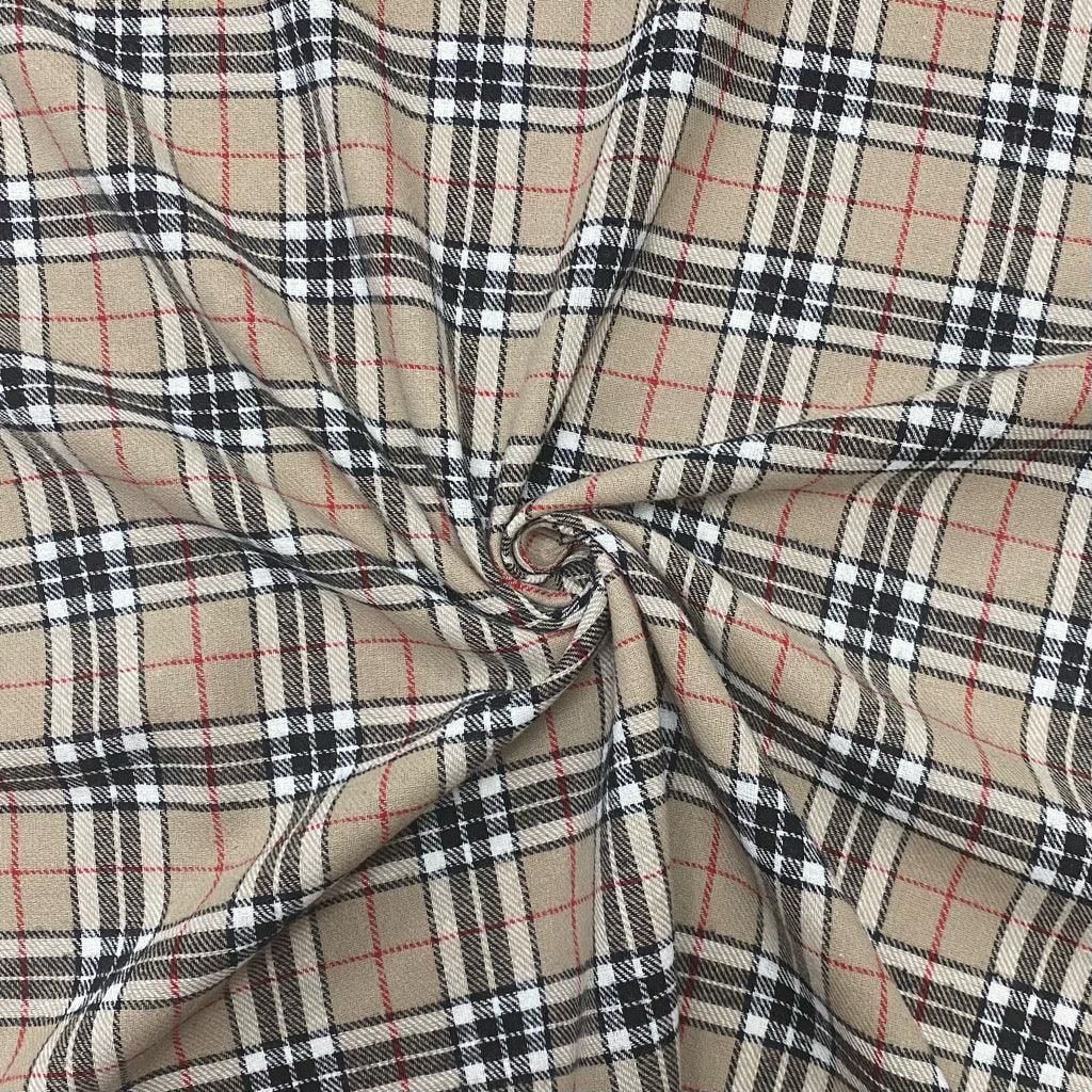 Beige Check Textile Beige Checkered Design Brushed Cotton Fabric | Best UK Prices | Pound ...