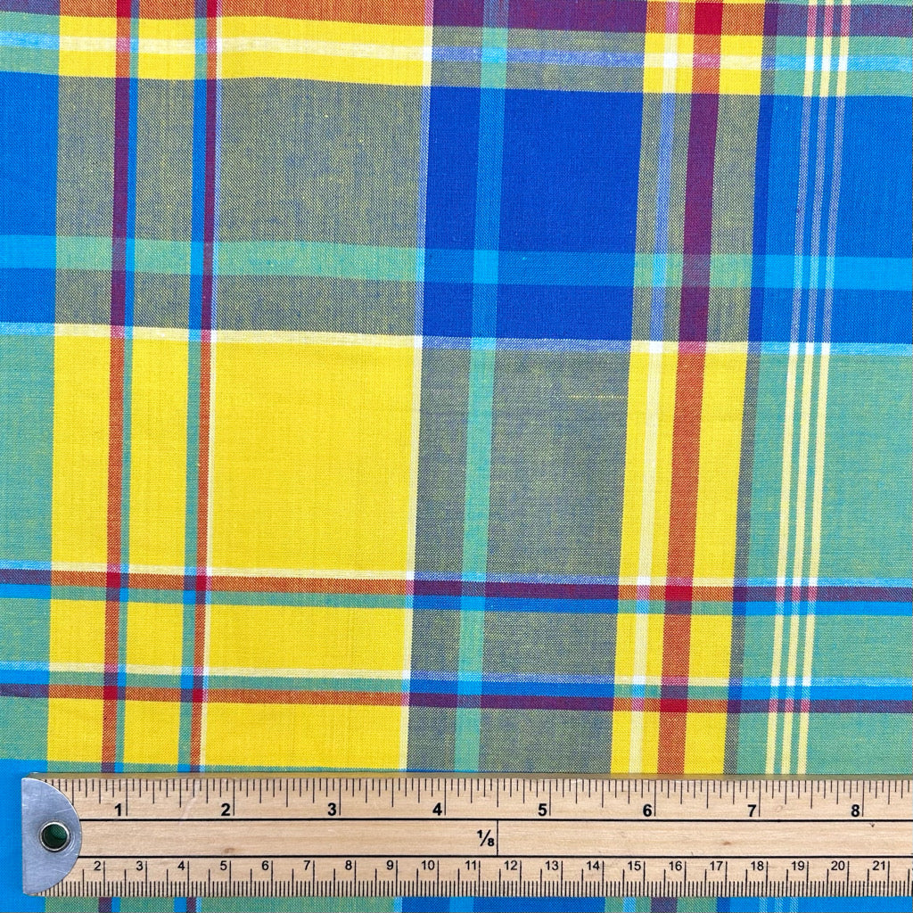 Blue Madras Check Cotton Fabric
