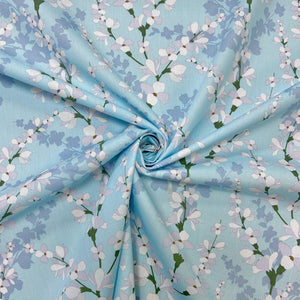 Rose & Hubble Cotton Poplin Grey and White Floral Pattern - Fabric Direct  Online