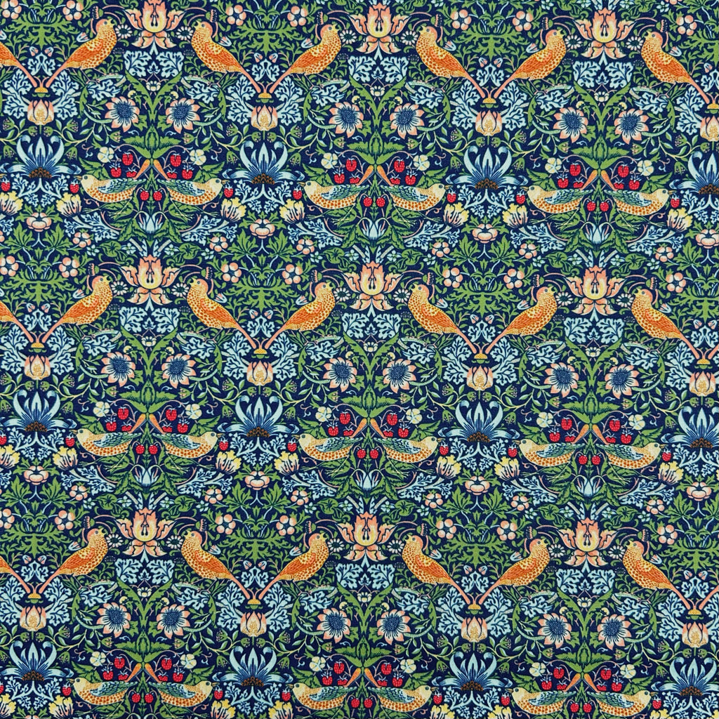 Birds and Strawberries Polycotton Fabric