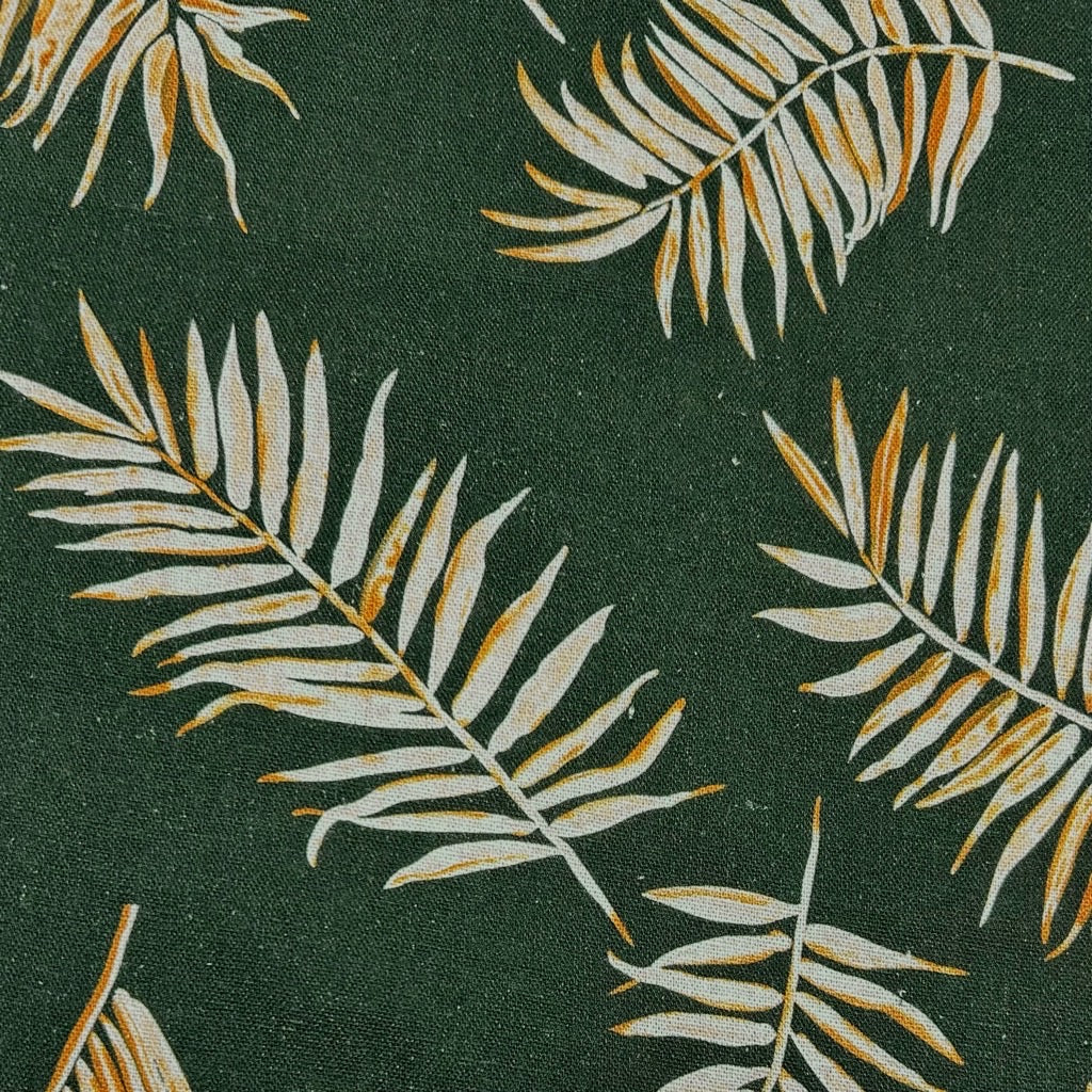 Palm Leaves Viscose Linen Fabric - Pound Fabrics