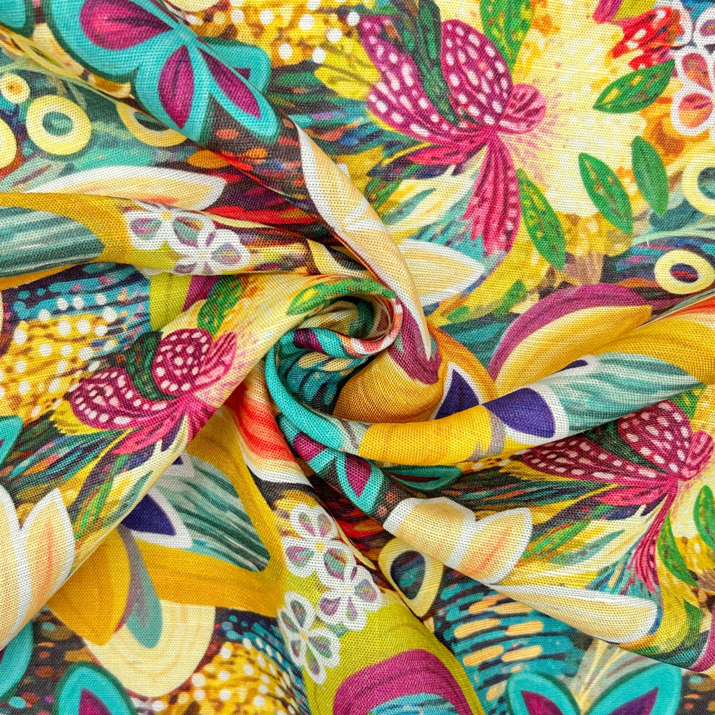 Tropical Carnival Bamboo Linen Blend Fabric