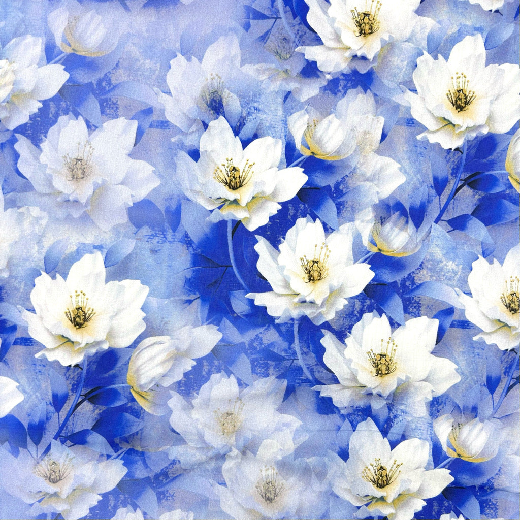 Floral Cloudscape Cotton Lawn Fabric