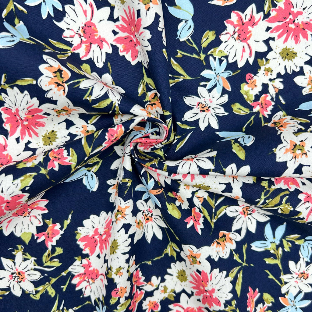 Daisy Bloom Rose & Hubble Cotton Poplin Fabric
