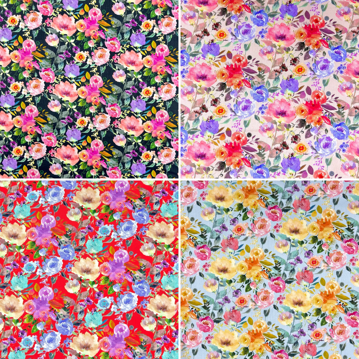 Flower Impression Rose & Hubble Cotton Poplin Fabric