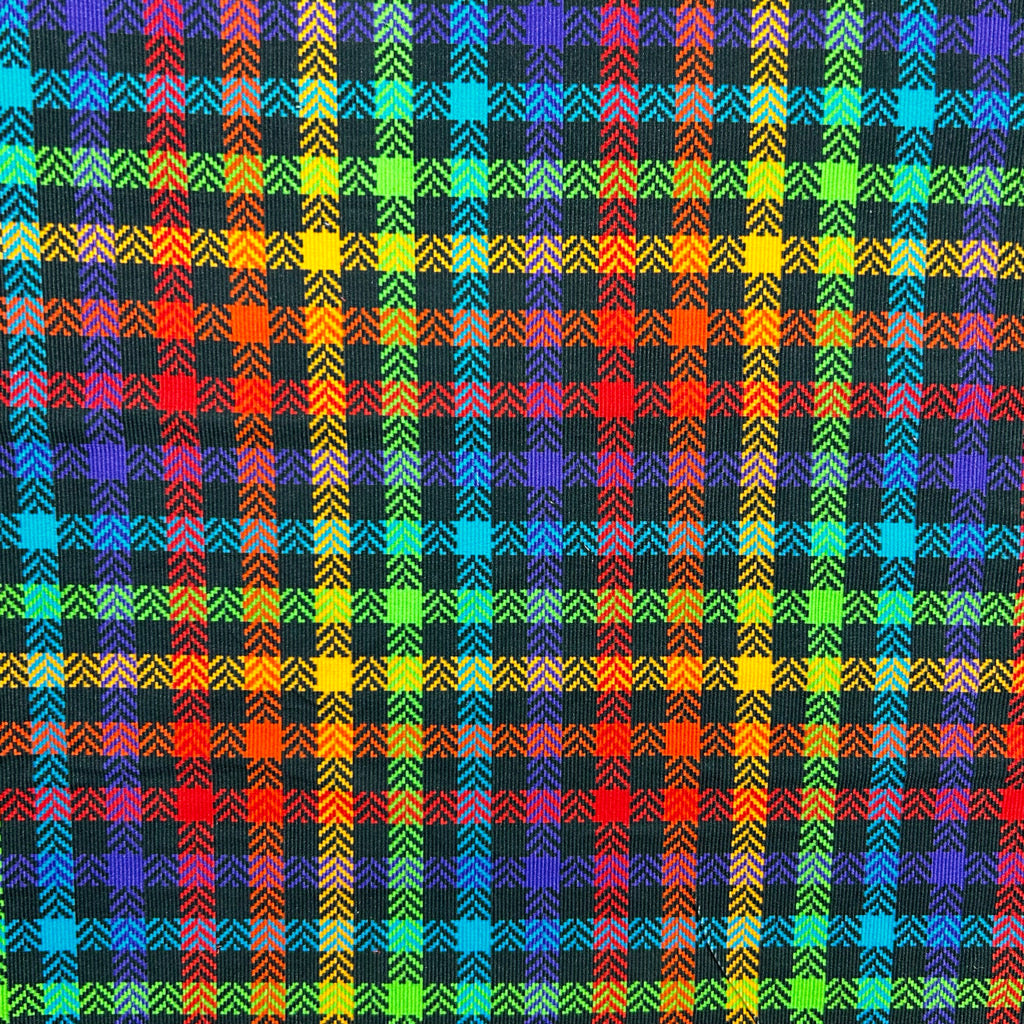 Carnival Check on Black Needlecord Fabric